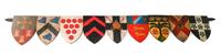 A Painted Wood Wall Ornament Width 57 inches.