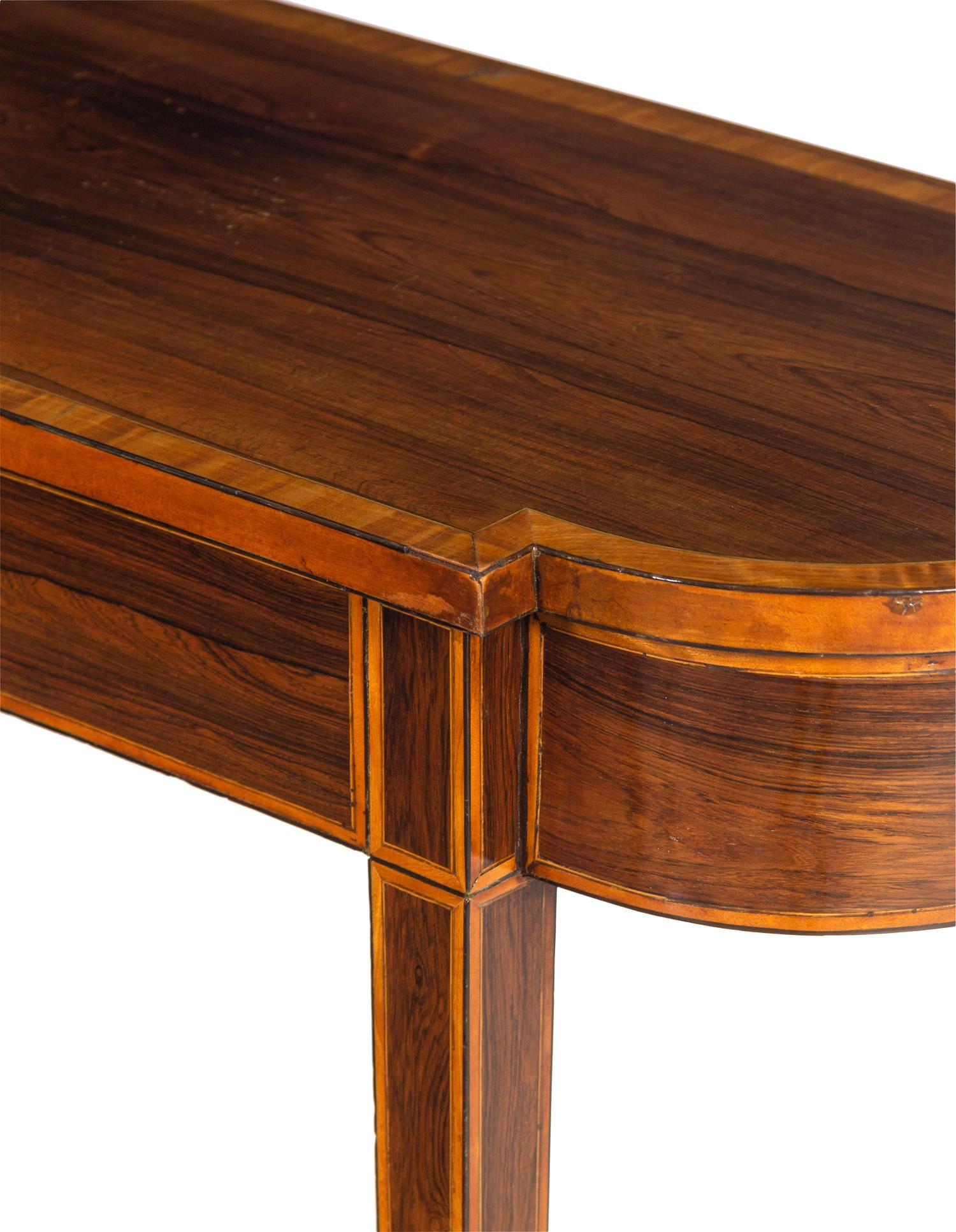 A Pair of George III Style Satinwood-Banded Rosewood Pier Tables