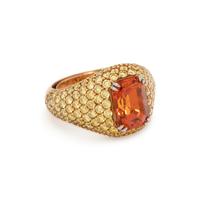 ORANGE SAPPHIRE AND YELLOW DIAMOND RING