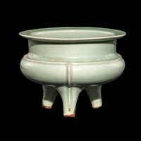 A Chinese Longquan Celadon Glazed Tripod Censer