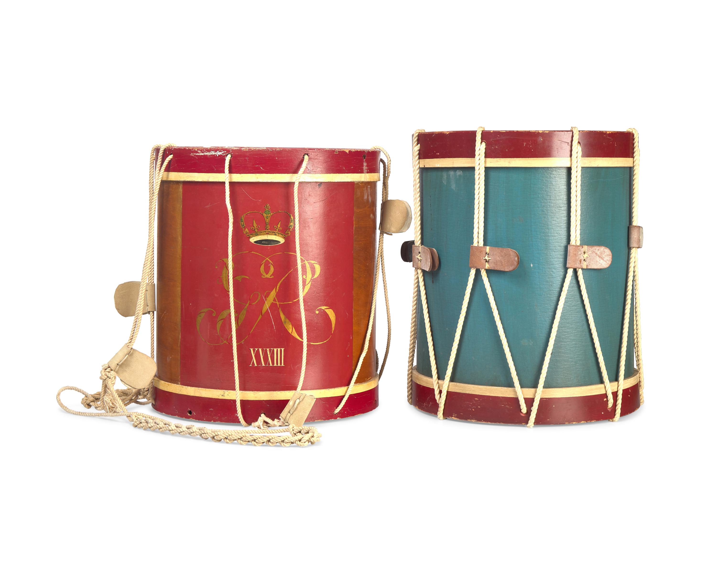 Two Revolutionary War Reproduction Painted Drums