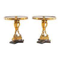 A Pair of Neoclassical Style Gilt Bronze and Marble Occasional Tables