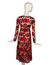 IMPORTANT GIANNI VERSACE DÉVORÉ JIM DINE HEART DRESS, FORMERLY OWNED BY GIANNI VERSACE, S/S 1997