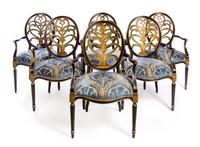 A Set of Eight Italian Painted Dining Chairs Height 41 1/2 inches. — GALIMBERTI LINO, 20TH CENTURY
