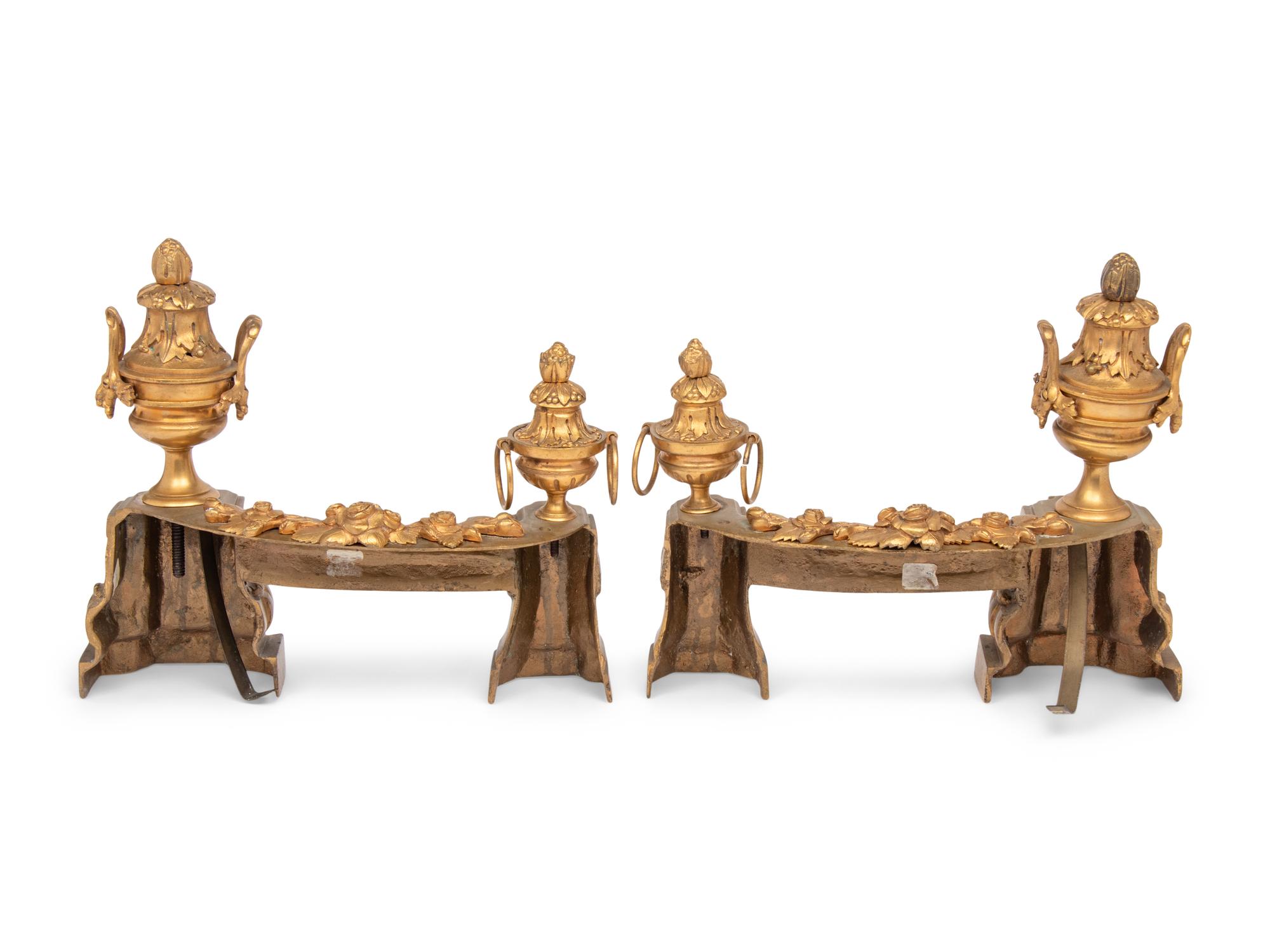 RELEASED TO OWNER -- A Pair of Louis XVI Style Gilt-Bronze Chenets