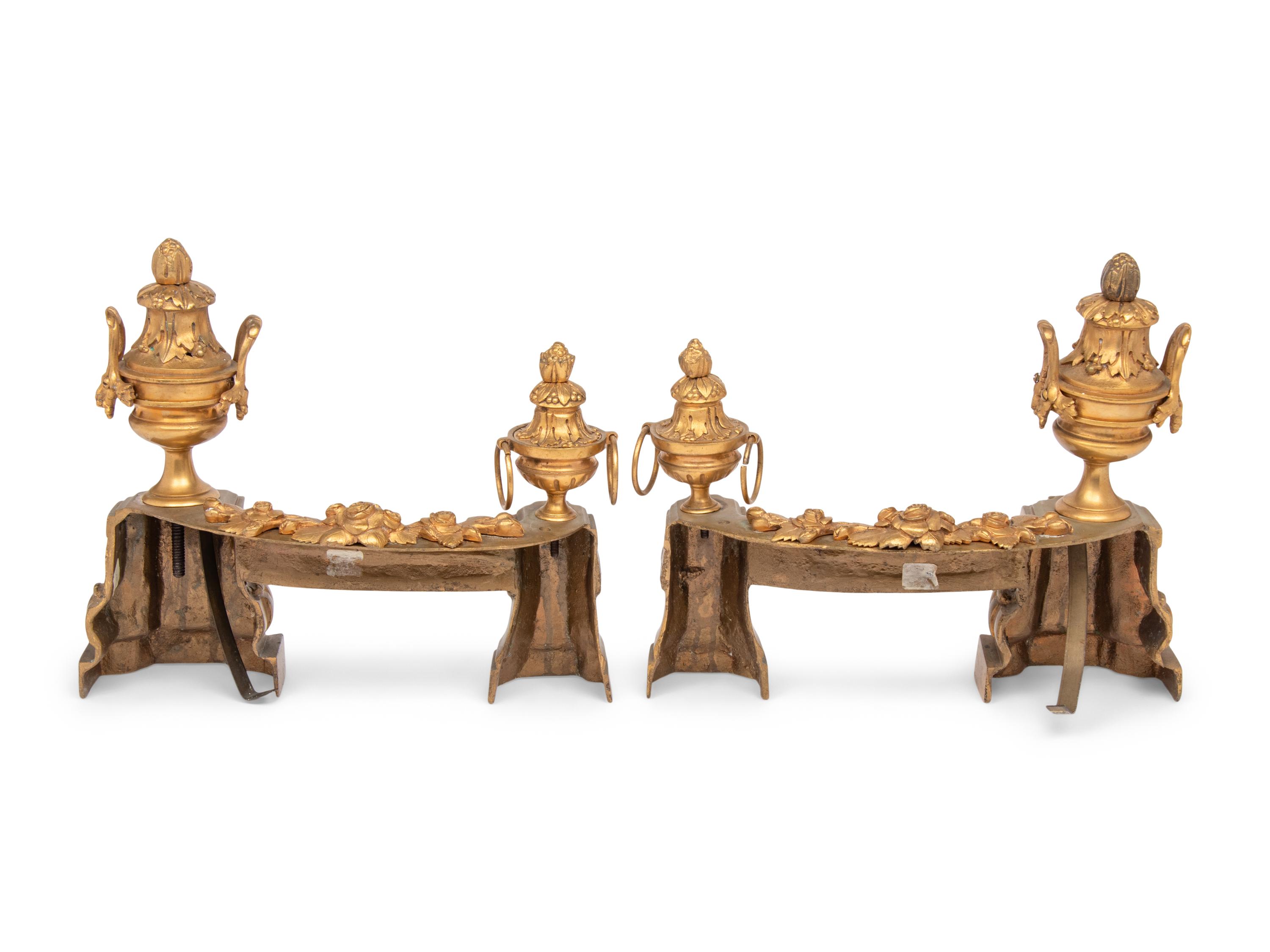 RELEASED TO OWNER -- A Pair of Louis XVI Style Gilt-Bronze Chenets