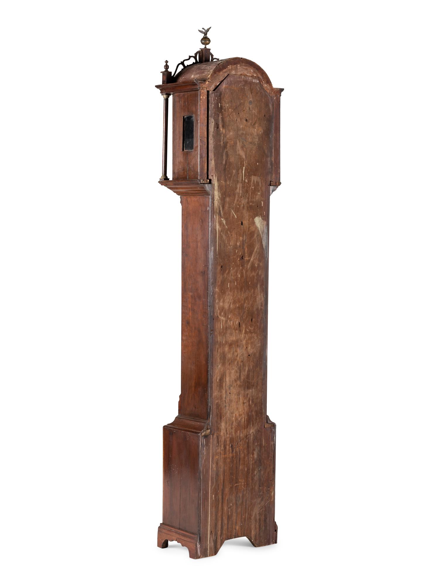 A Federal Carved Cherrywood Tall Case Clock