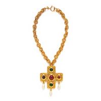 Chanel, Important Gripoix Byzantine Cross Pendant Necklace/Brooch