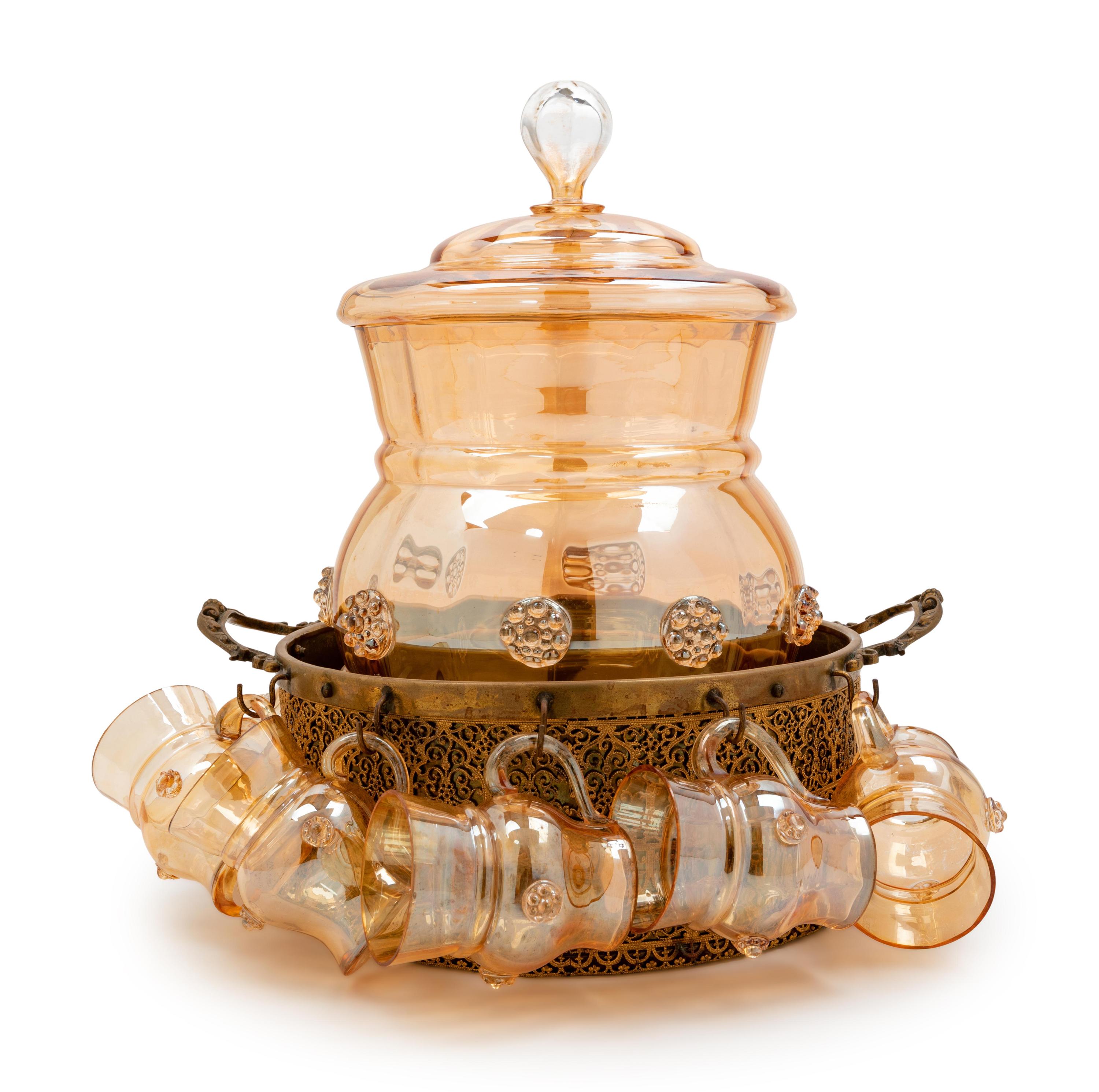 A Bohemian Glass Punch Set