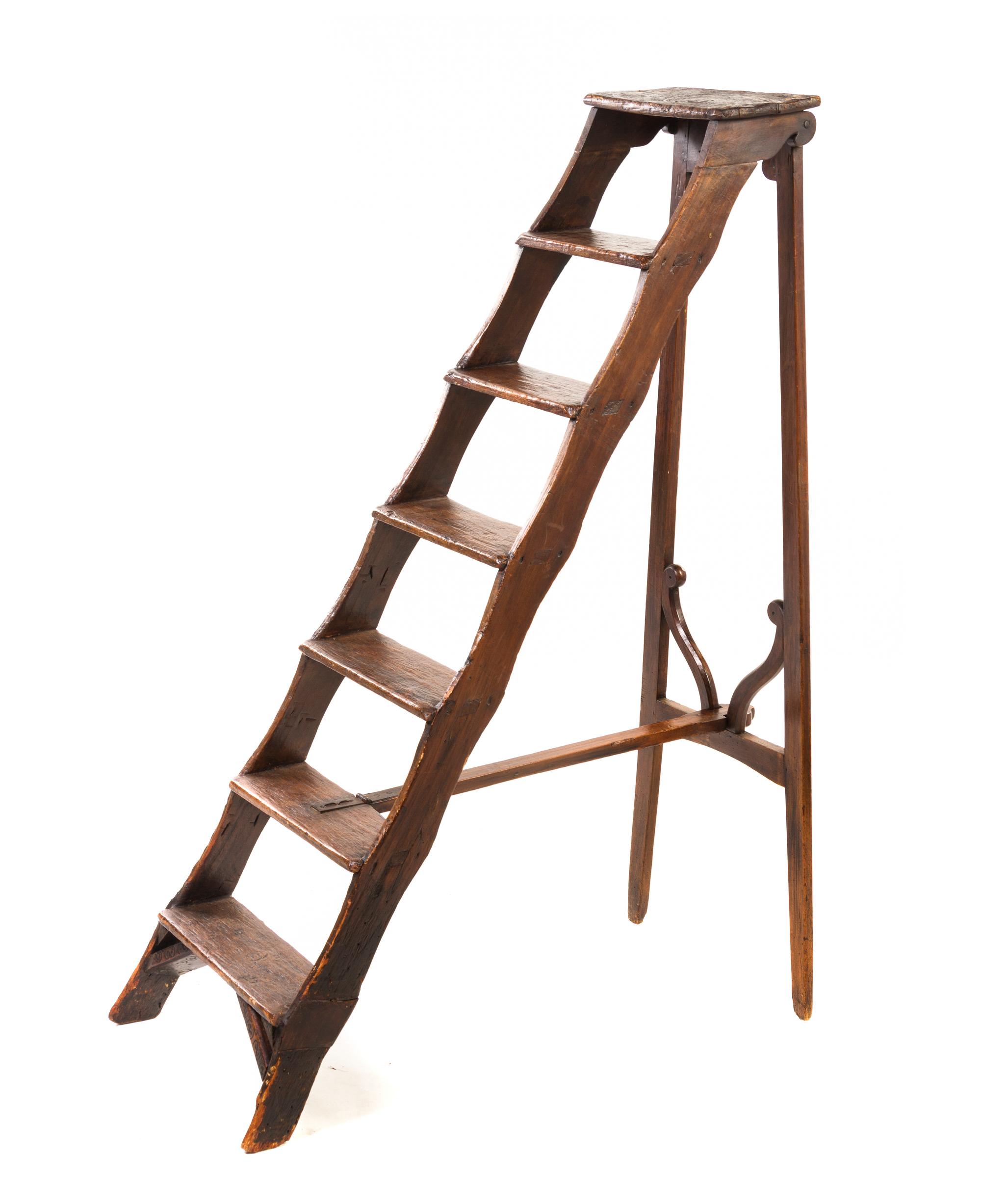 A Set of Italian Pine Library Steps, Height 58 3/4 inches (open).