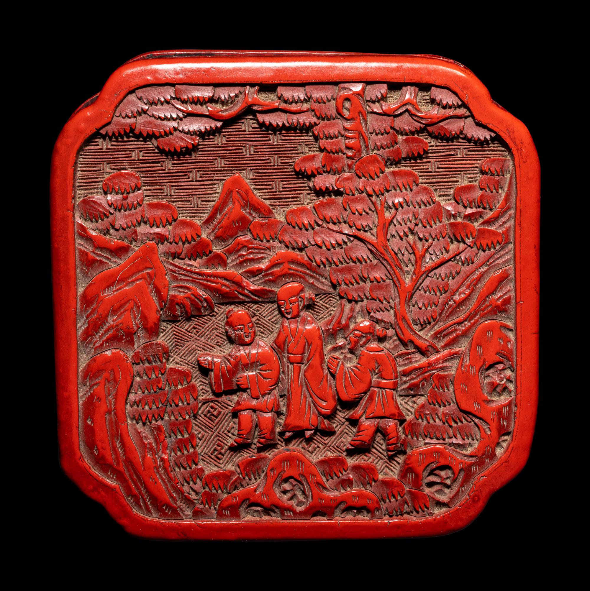 Three Chinese Cinnabar Lacquer Covered Boxes