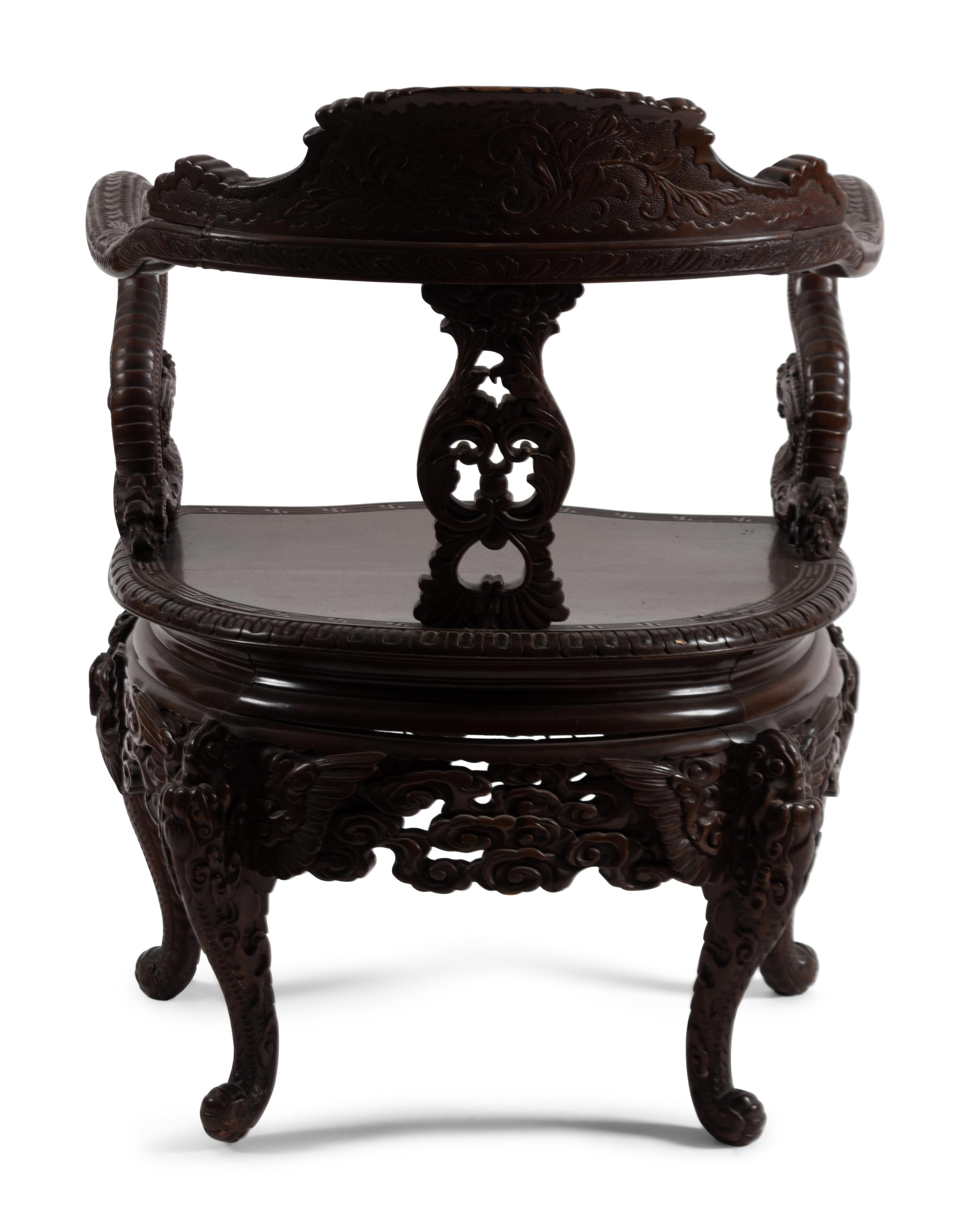 A Japanese Export Hardwood Armchair