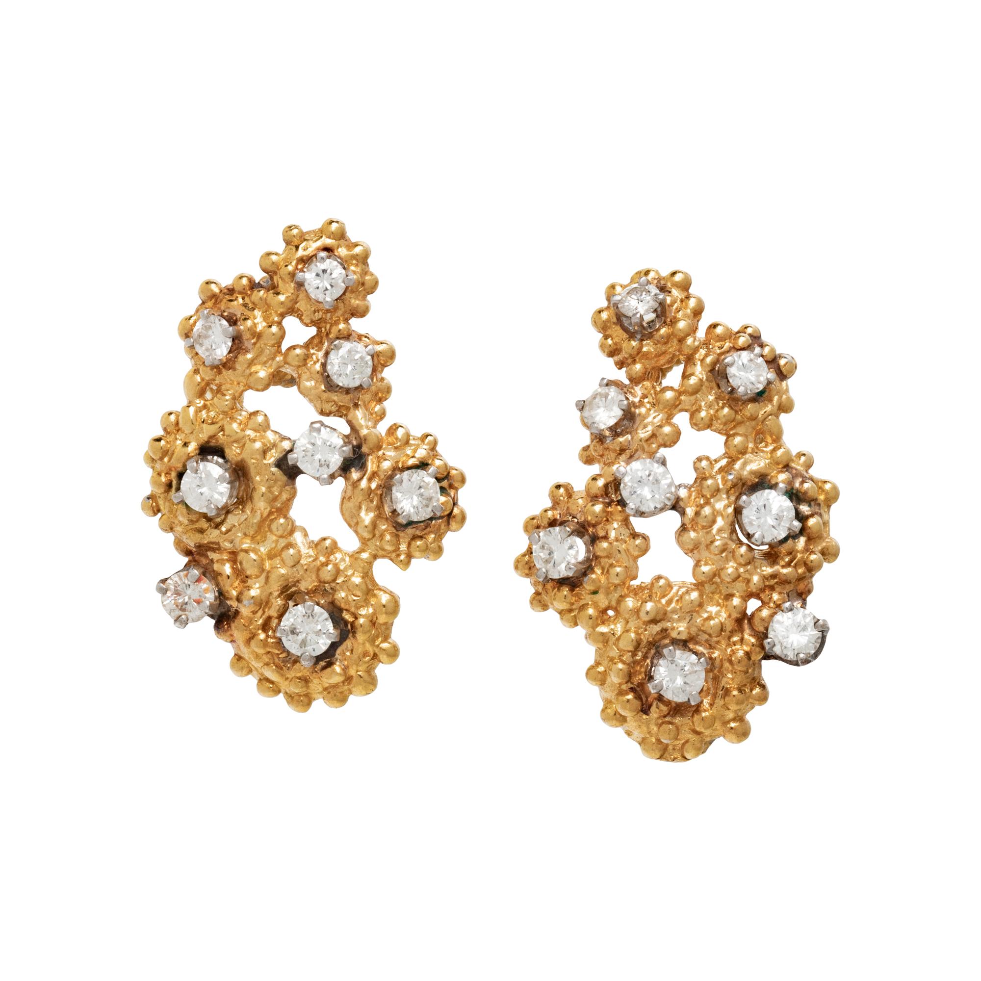 YELLOW GOLD AND DIAMOND CLIP EARRINGS