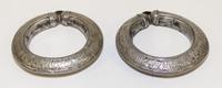 A Pair of Yemeni Silver Bangles Diameter of exterior 4 1/4 inches.