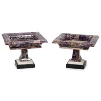 A Pair of Carved Amethyst Square Tazze