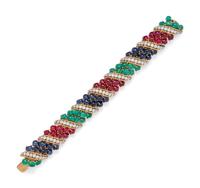 An 18 Karat Yellow Gold, Platinum, Diamond and Multigem Bracelet, Van Cleef & Arpels,