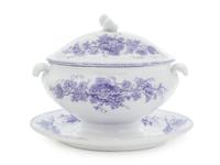 An English Transfer Decorated Tureen and Tray Width of tray 16 1/4 inches. — 19TH CENTURY