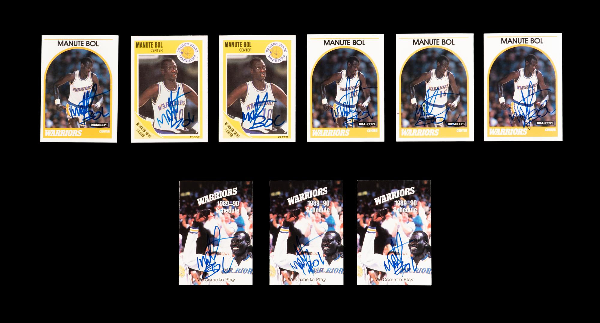 A Collection of 1980s Manute Bol Signed Autograph Basketball Cards