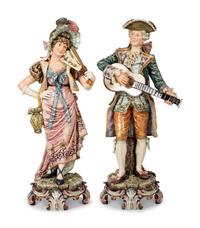 A Pair of Continental Majolica Figures