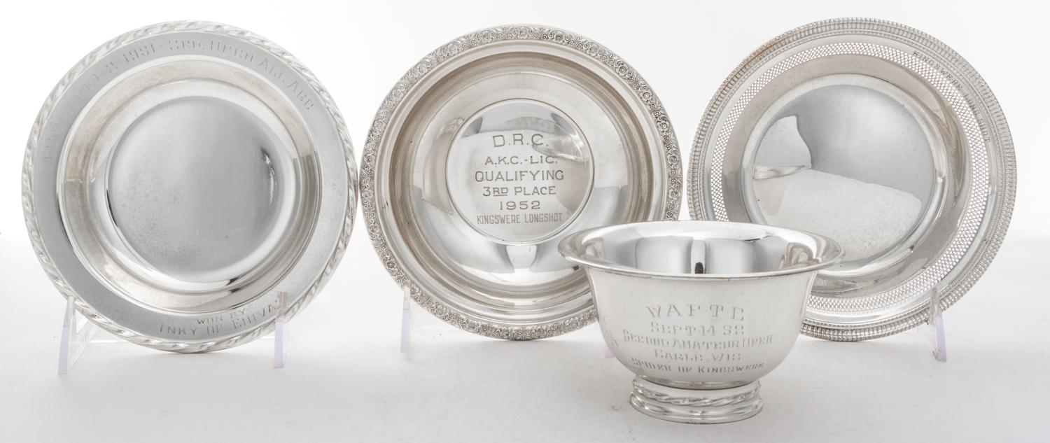 A Collection of Four American Silver Presentation Articles, , comprising two small dishes and two small presentation bowls, by Reed & B
