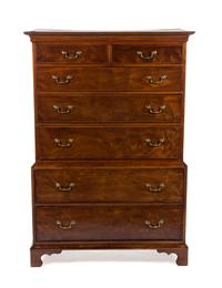 A George III Mahogany Chest on Chest, LATE 18TH/EARLY 19TH CENTURY, Height 59 1/4 x width 40 1/2 x depth 20 inches. — LATE 18TH/EARLY 19TH CENTURY,