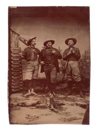 [EARLY PHOTOGRAPHY]. Occupational tintype of a trio of possible surveyors or miners.