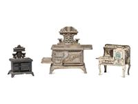 Four Salesman's Sample or Child's Toy Cast Iron Stoves