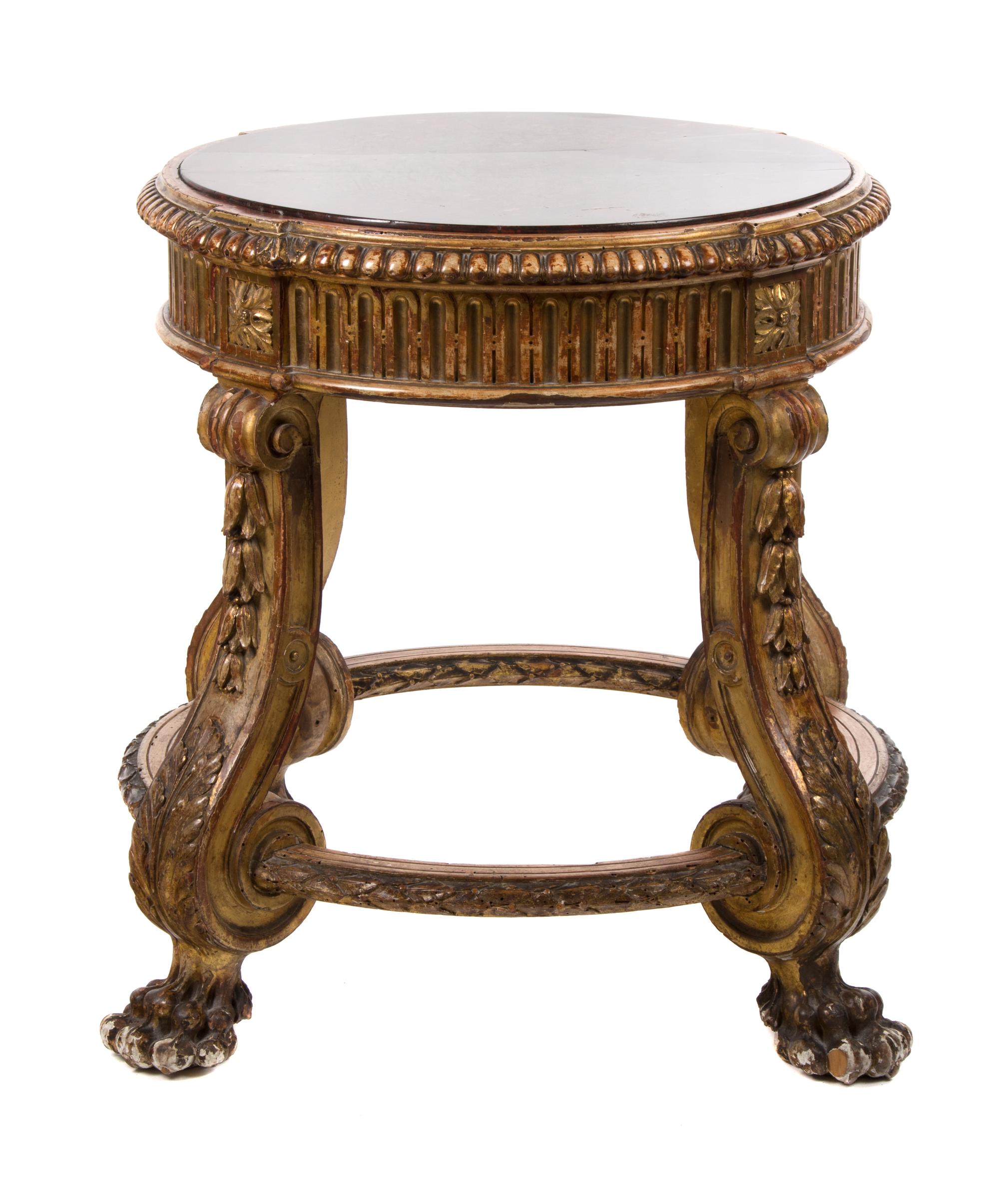 An Italian Giltwood Low Pedestal Height 25 x diameter 22 inches. — CIRCA 1800