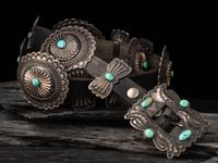 Navajo Silver and Turquoise Third Phase Concha Belt