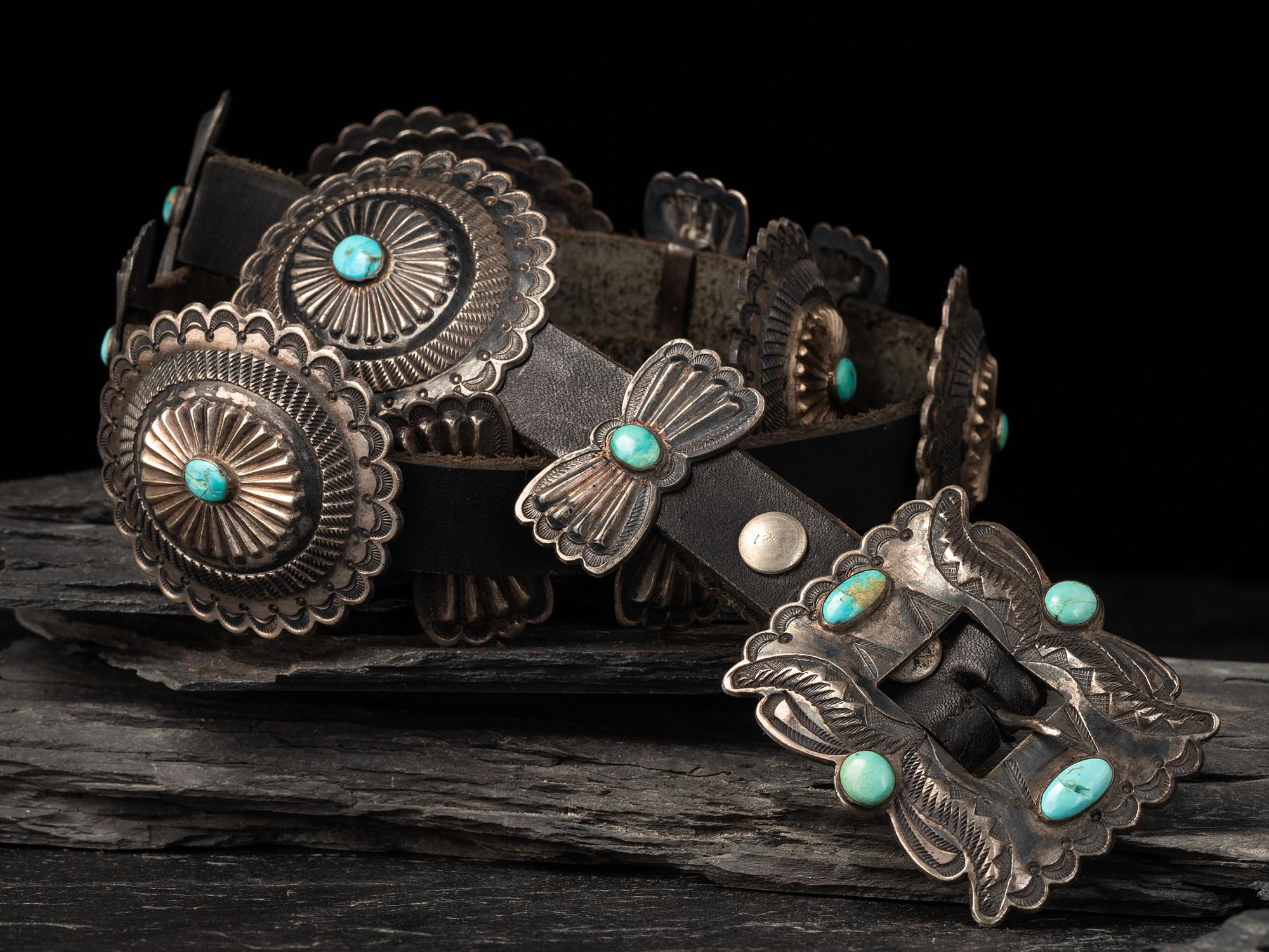 Navajo Silver and Turquoise Third Phase Concha Belt