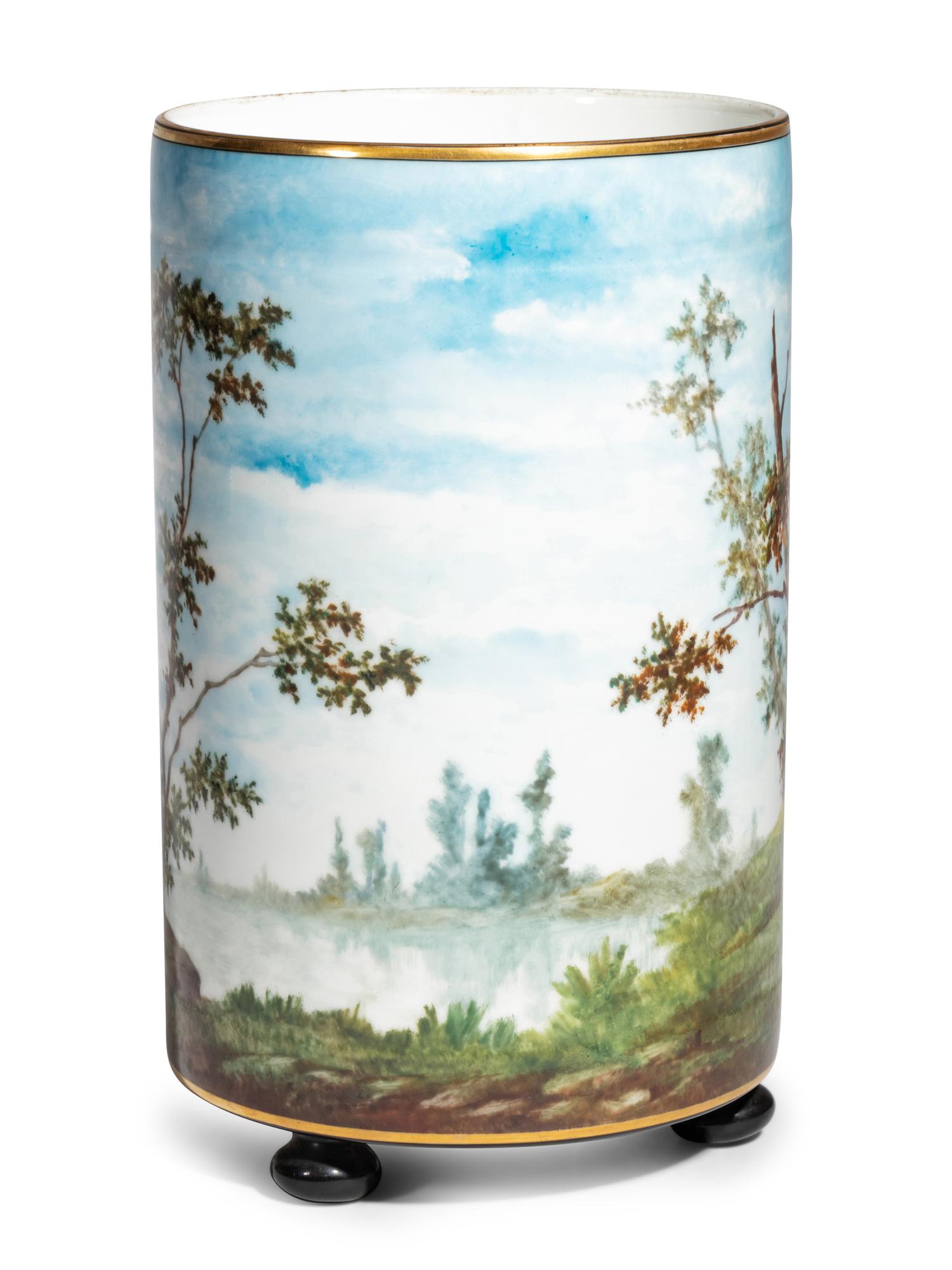 An English Painted Porcelain Vase Attributed to Minton