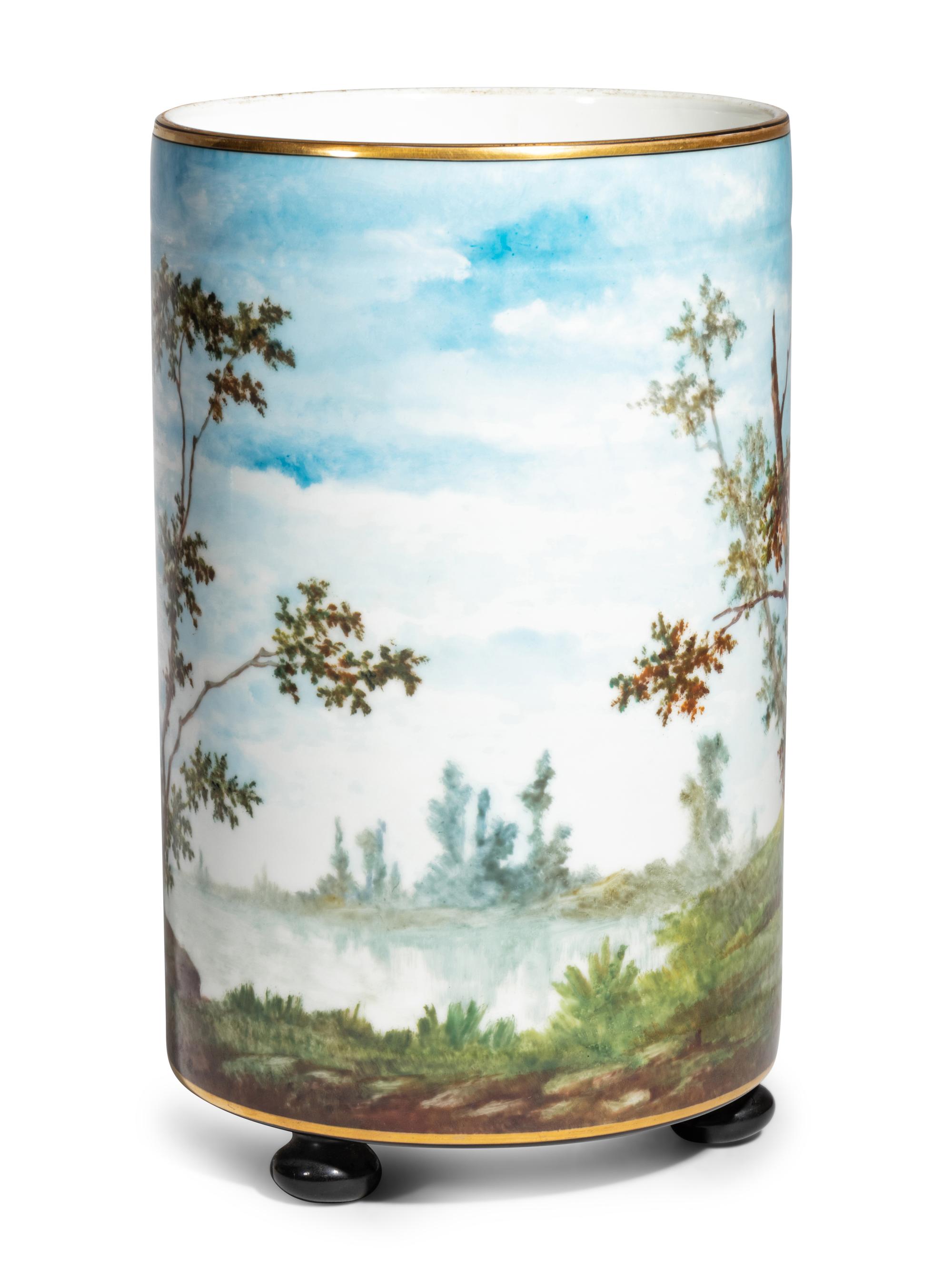 An English Painted Porcelain Vase Attributed to Minton