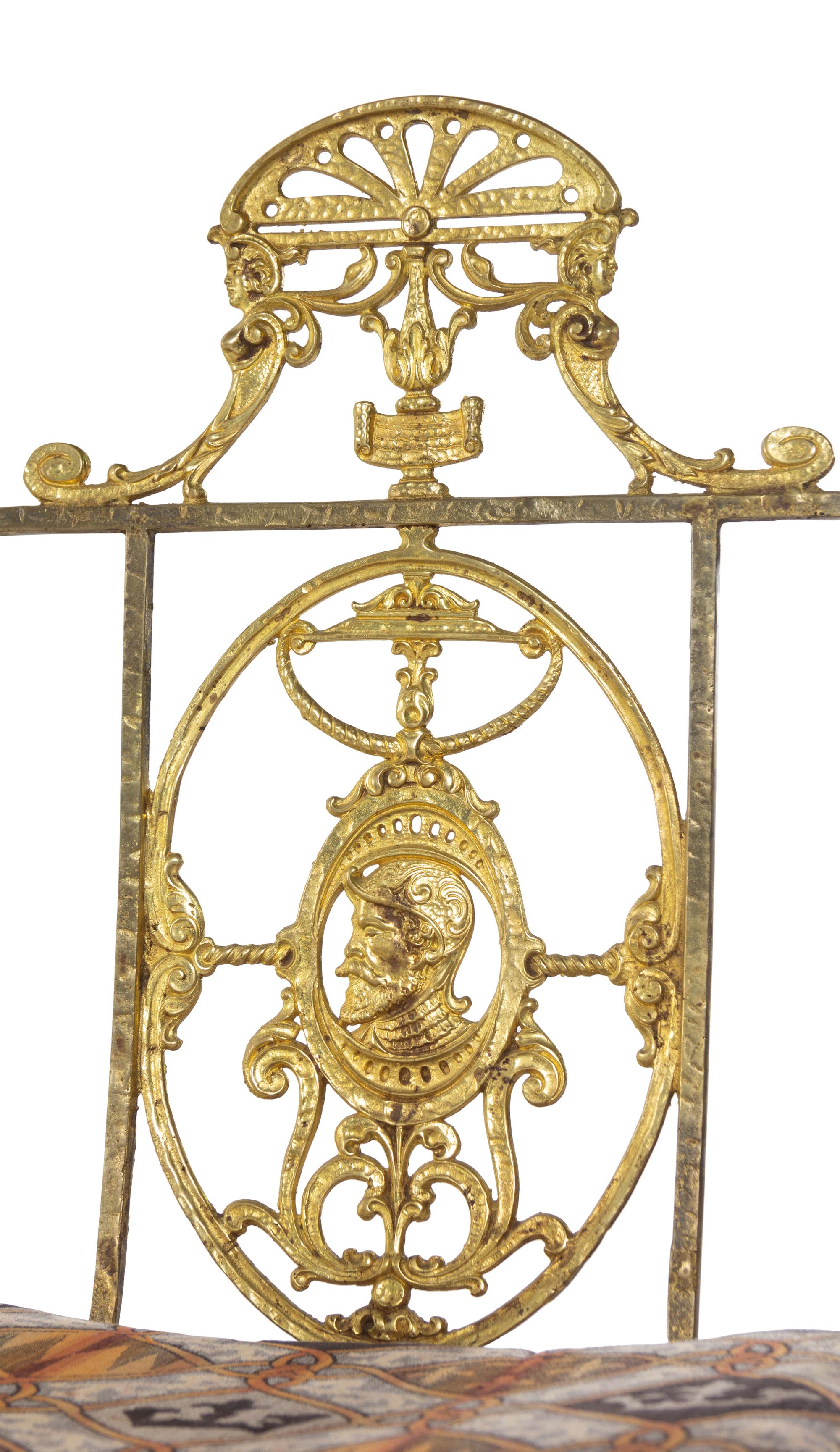 A Neoclassical Iron and Bronze Chair in the Style of Oscar Bach