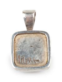 Sterling silver and charoite pendant with gold accents