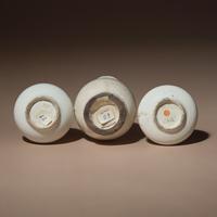 Three Small Chinese White Glazed Porcelain Bottle Vases, Qing Dynasty — 清 白瓷瓶三件