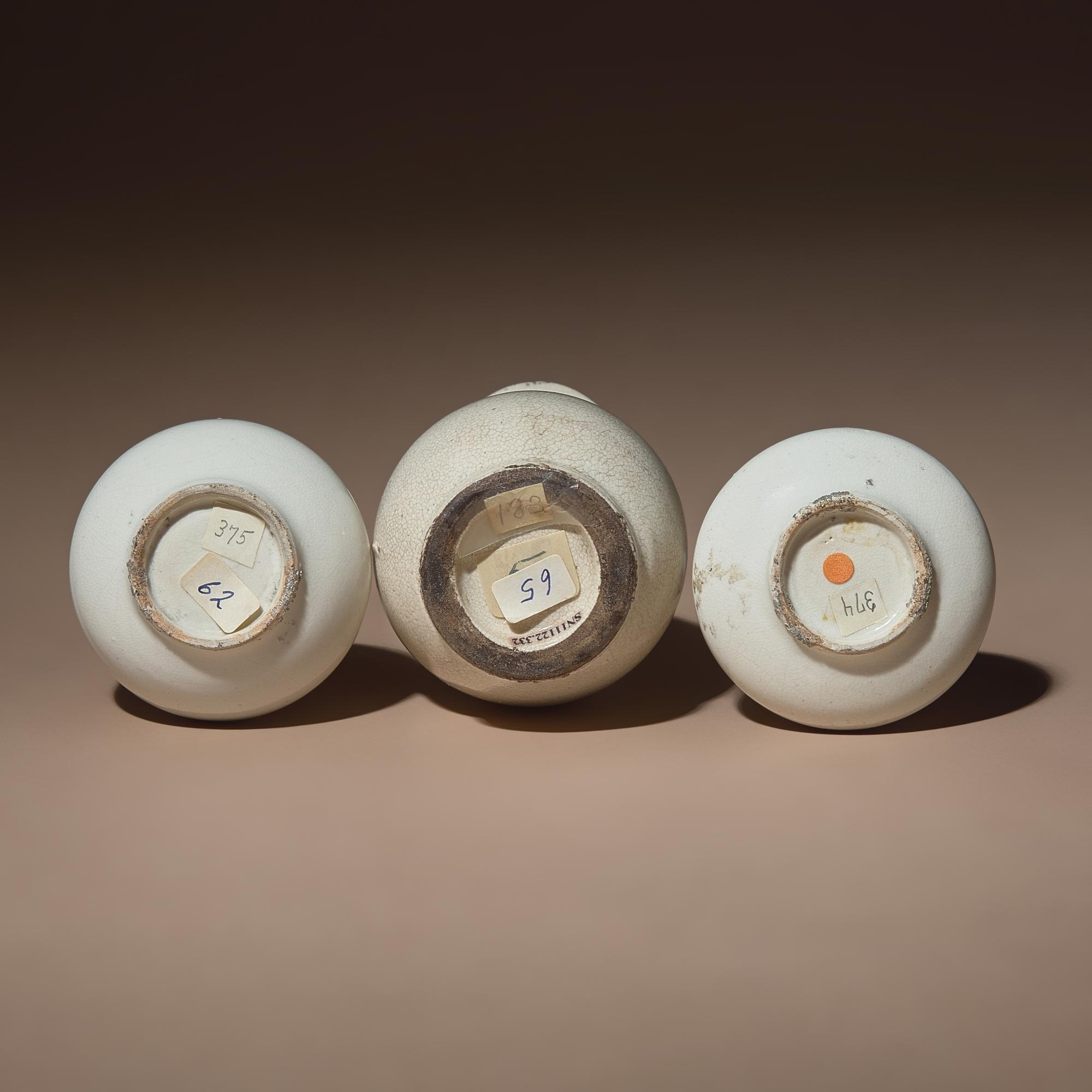Three Small Chinese White Glazed Porcelain Bottle Vases, Qing Dynasty — 清 白瓷瓶三件
