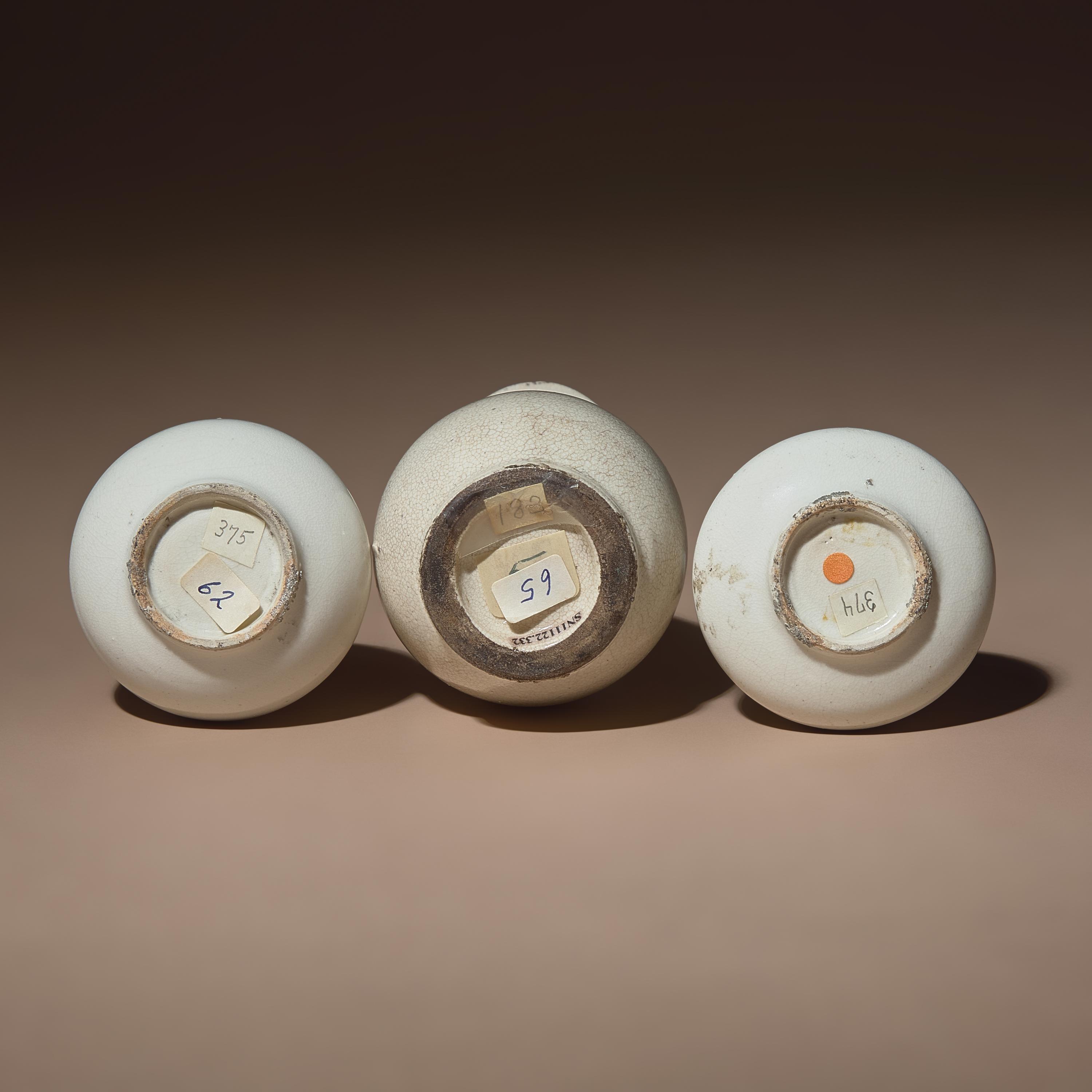Three Small Chinese White Glazed Porcelain Bottle Vases, Qing Dynasty — 清 白瓷瓶三件