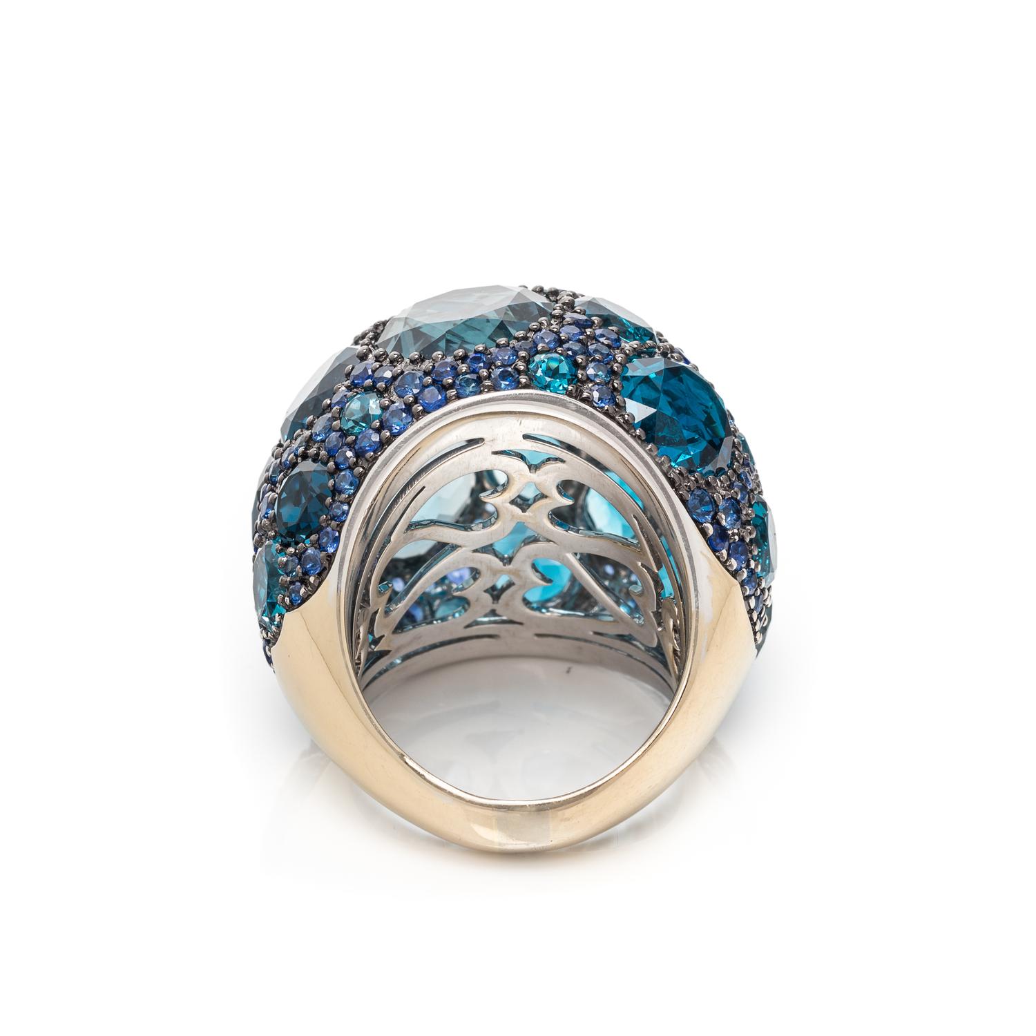 BLUE TOPAZ AND SAPPHIRE RING