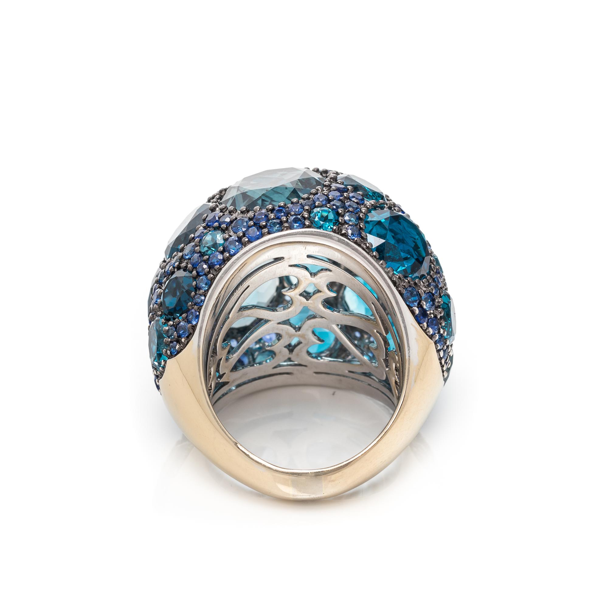 BLUE TOPAZ AND SAPPHIRE RING