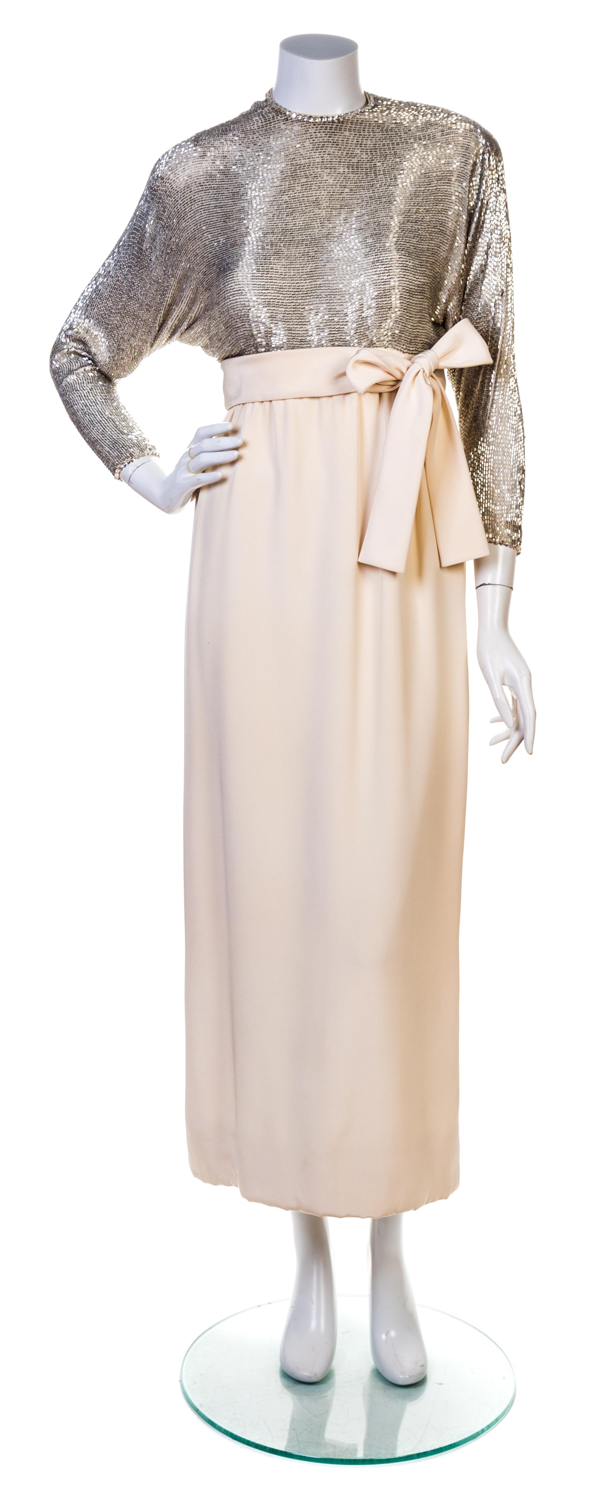 A Norell Cream Silk Gown, No size.
