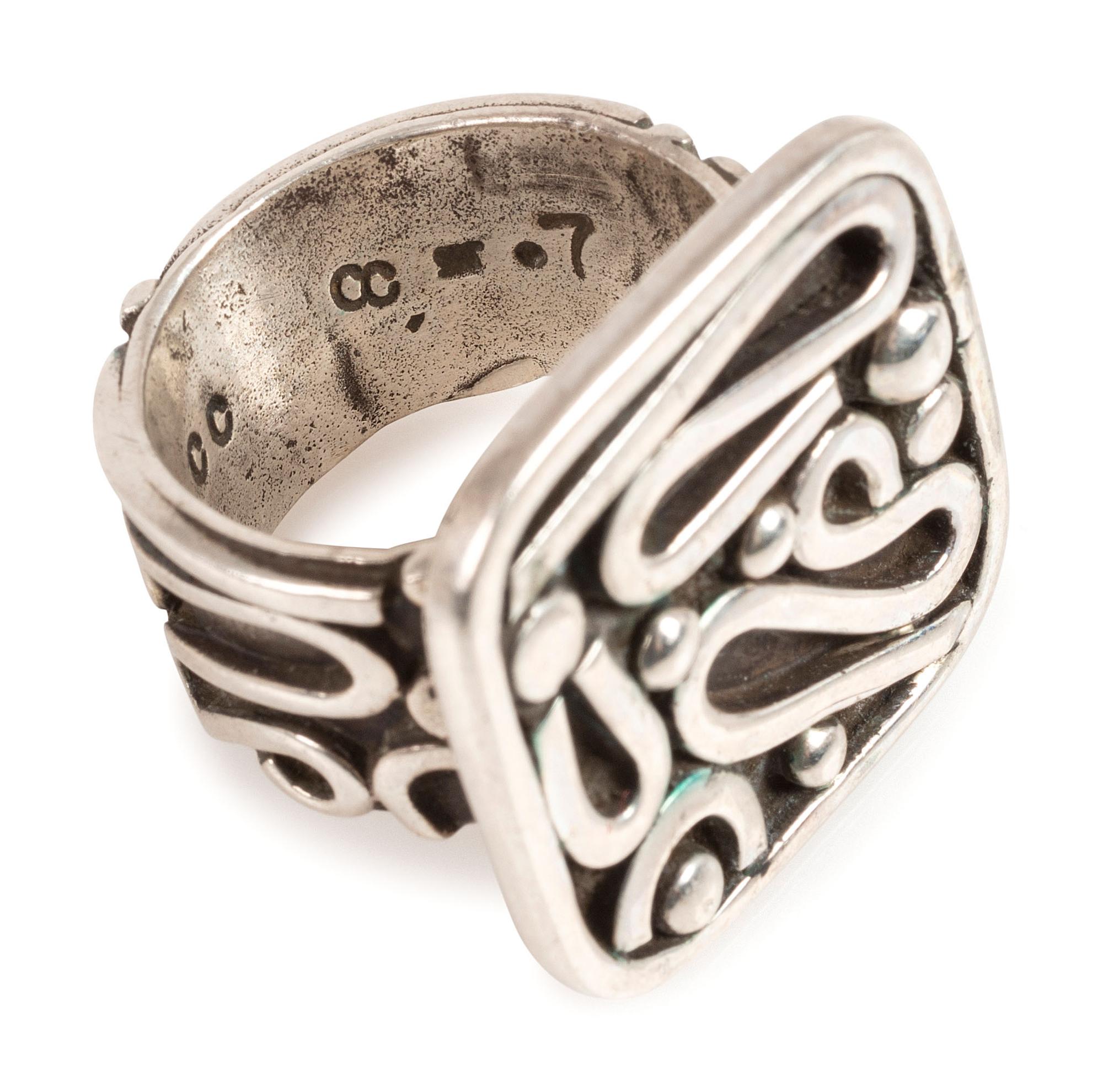 Pair of Complementary Southwestern Sterling Silver Rings