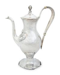 An American Silver Hand Hammered Silver Coffee Pot