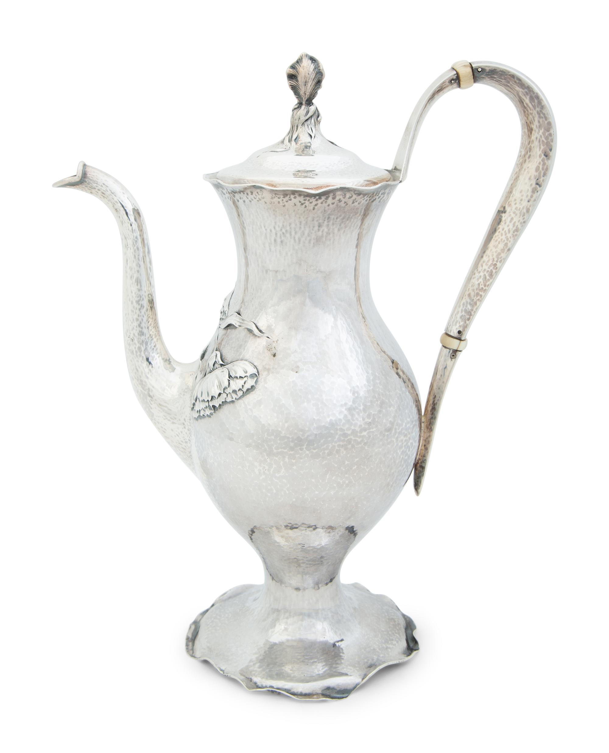 An American Silver Hand Hammered Silver Coffee Pot