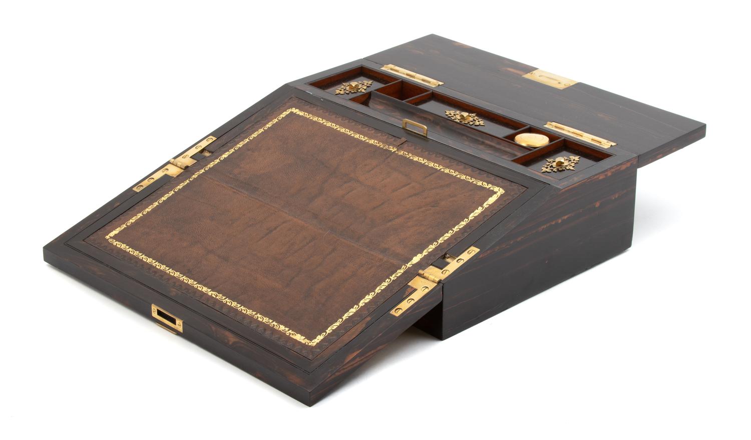 An English Brass Mounted Coromanel Lap Desk Width 14 inches. — LATE 19TH CENTURY