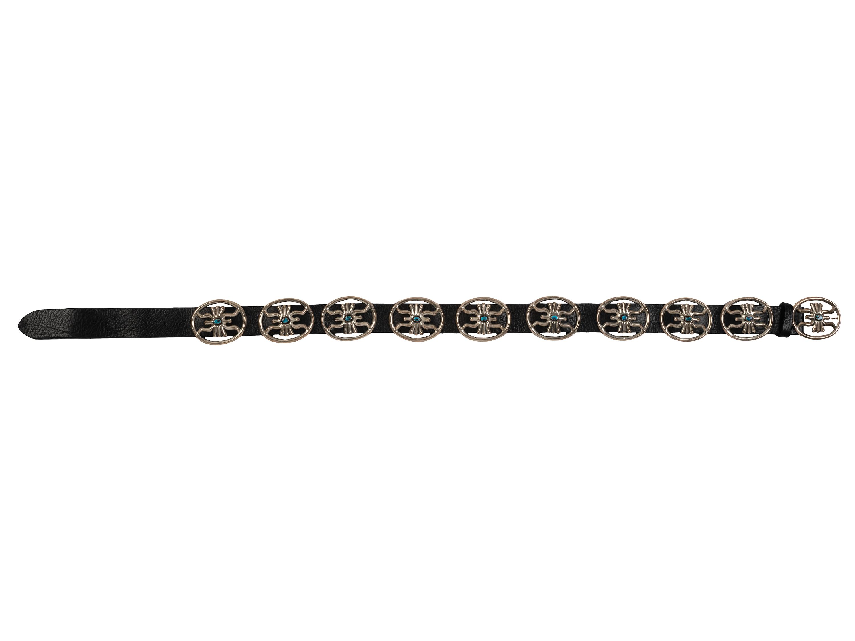 Navajo Sandcast Silver and Turquoise Concha Belt