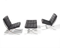 Pair of Barcelona-Style Chairs and Ottomans
