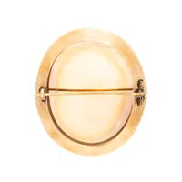 VICTORIAN, PAINTED PORCELAIN, SEED PEARL, AND YELLOW GOLD BROOCH