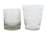 A Pair of Large Georgian Etched Glass Tumblers