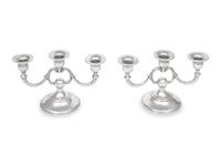 A Pair of American Silver Three-Light Candelabra