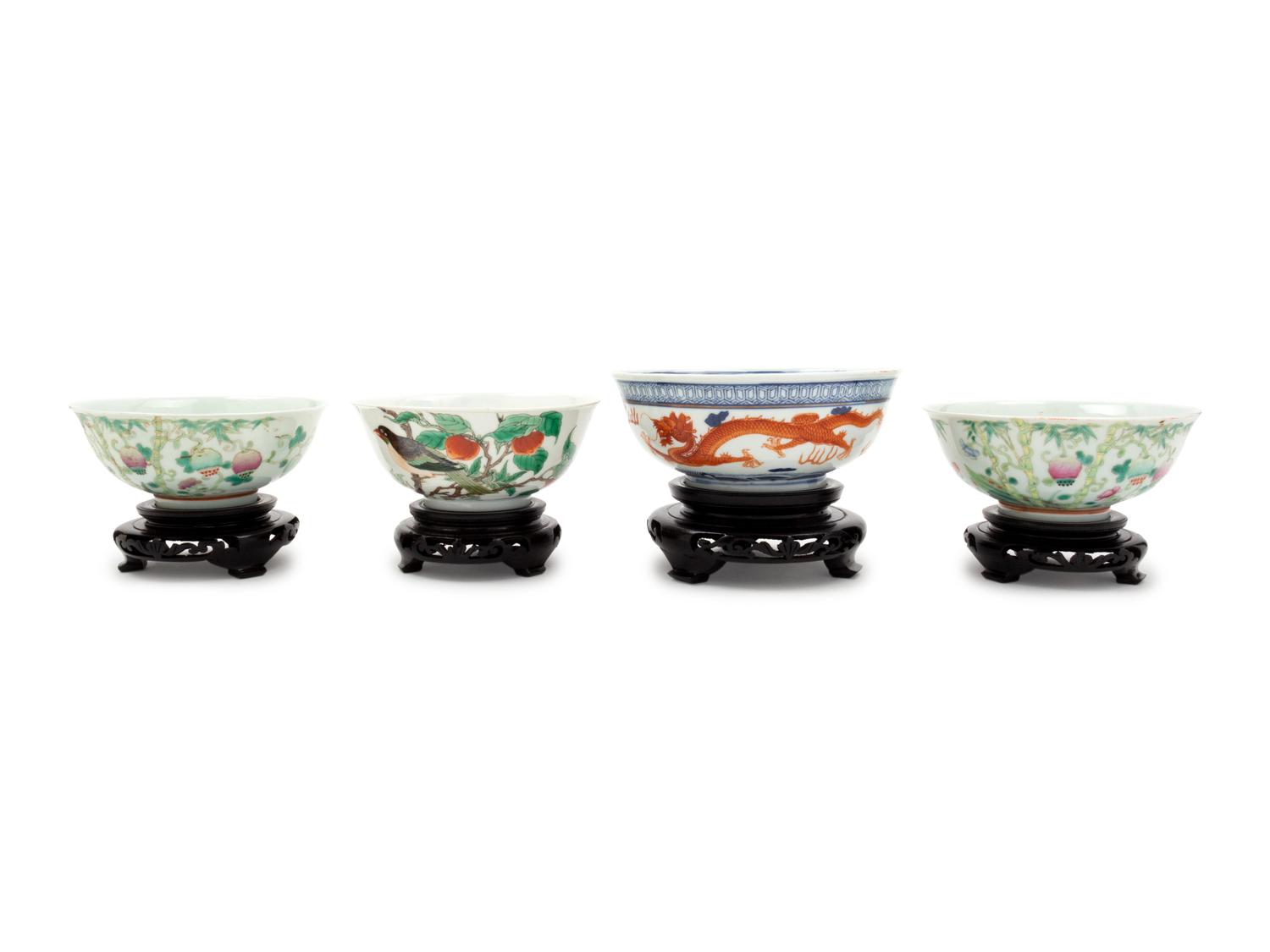 Four Chinese Famille Rose Porcelain Bowls
